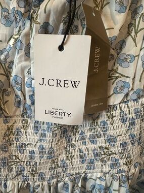 J. Crew Fine Cotton Liberty Print Dress “ROS” Floral NWT Smocked Pockets 14